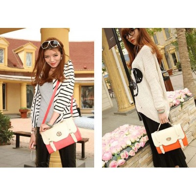Casual Women's Cross-Body Bag With Cheap Vintage Color Block Belts Design